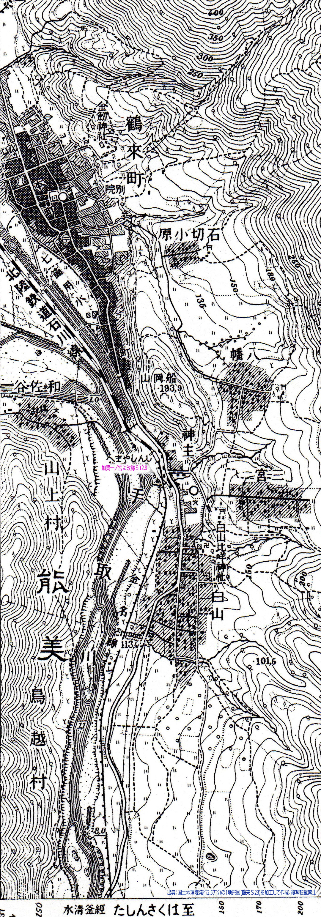 北陸鉄道　加賀一の宮付近線路地図