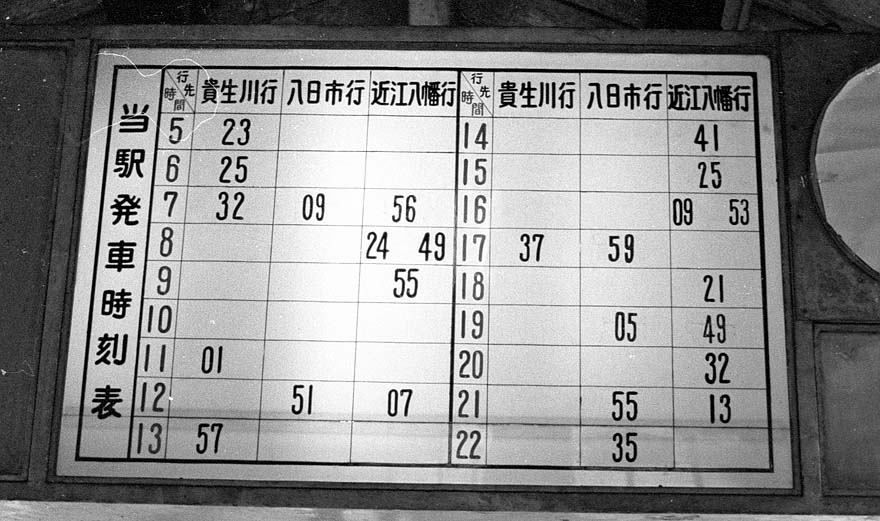 近江鉄道米原駅時刻表（その昔の訪問時）