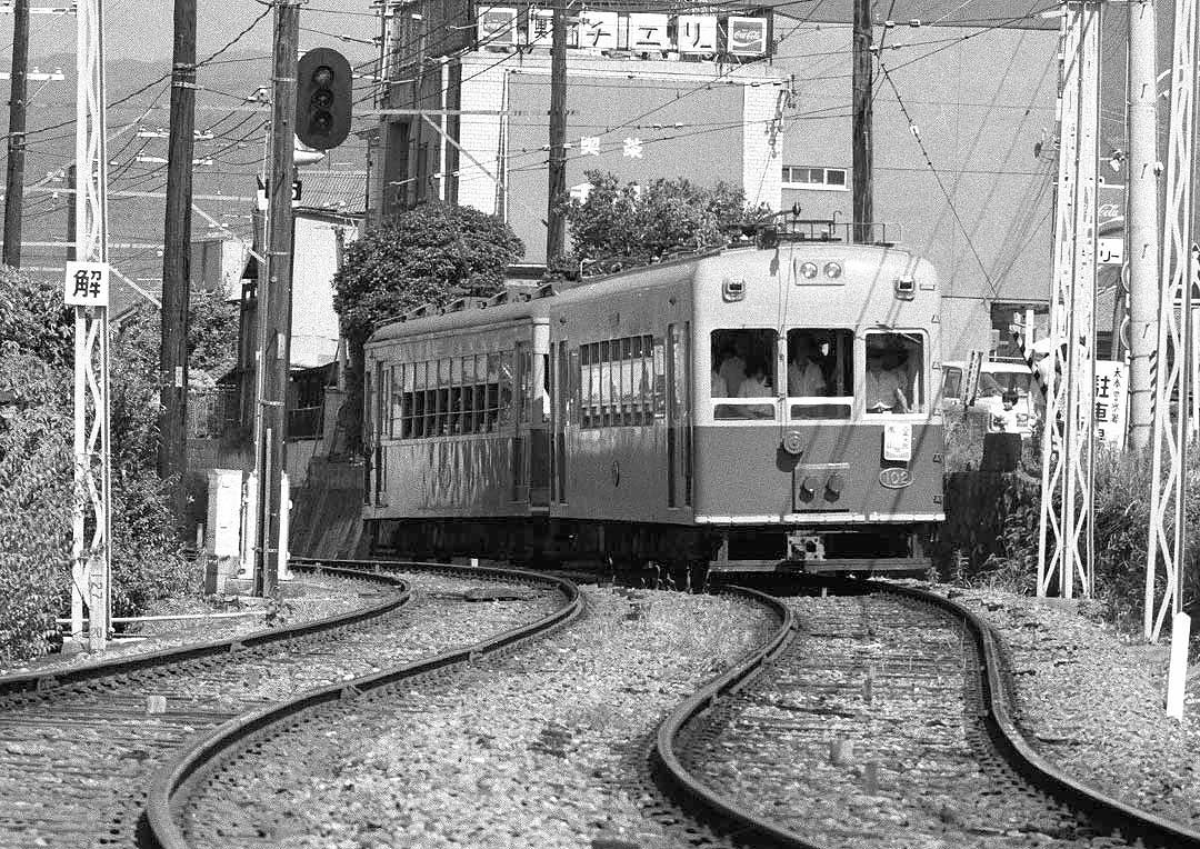 京福嵐山線ポール時代モボ102-2連