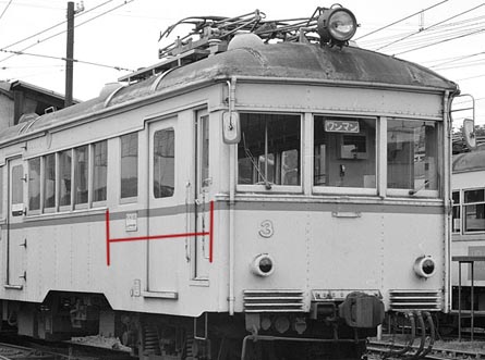 一畑電鉄デハ1形3号ワンマン車外観差異